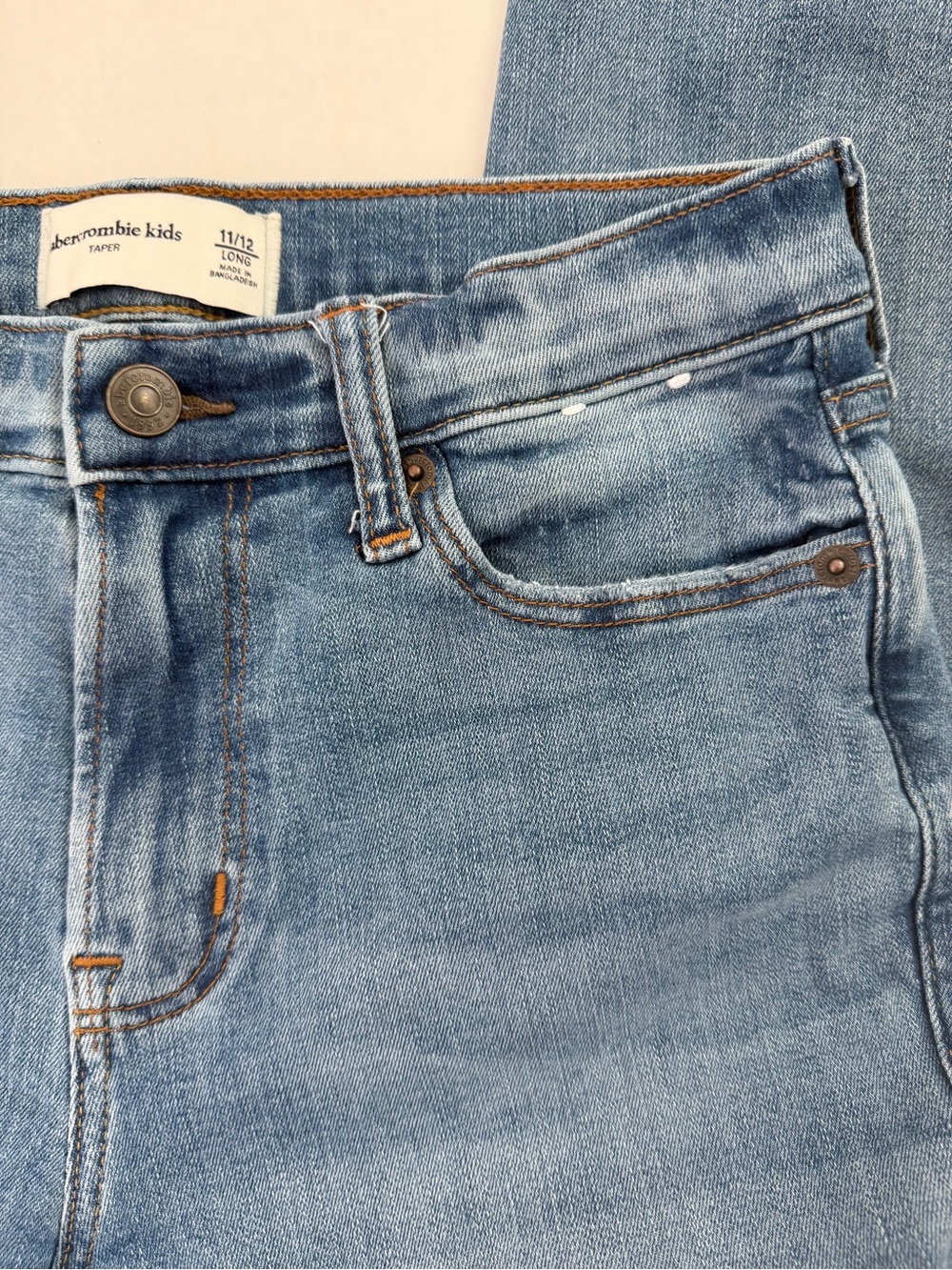 Abercrombie Kids Jeans Boys 11/12 Long Denim Taper Casual Preppy Pant - Picture 7 of 13